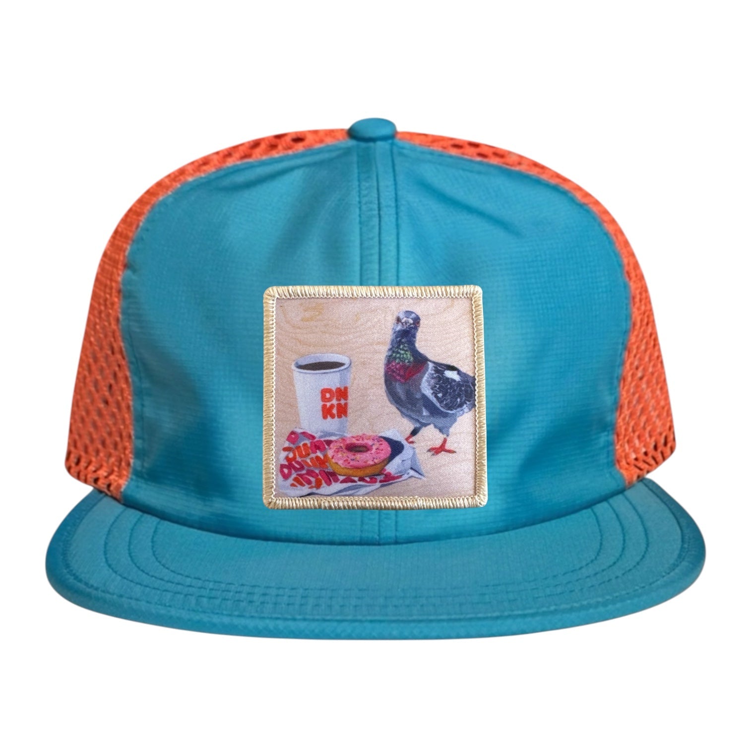 Wide Set Mesh Cap Orange/ Teal Hats La Vie Bien Wide Set Mesh Cap Orange/ Teal