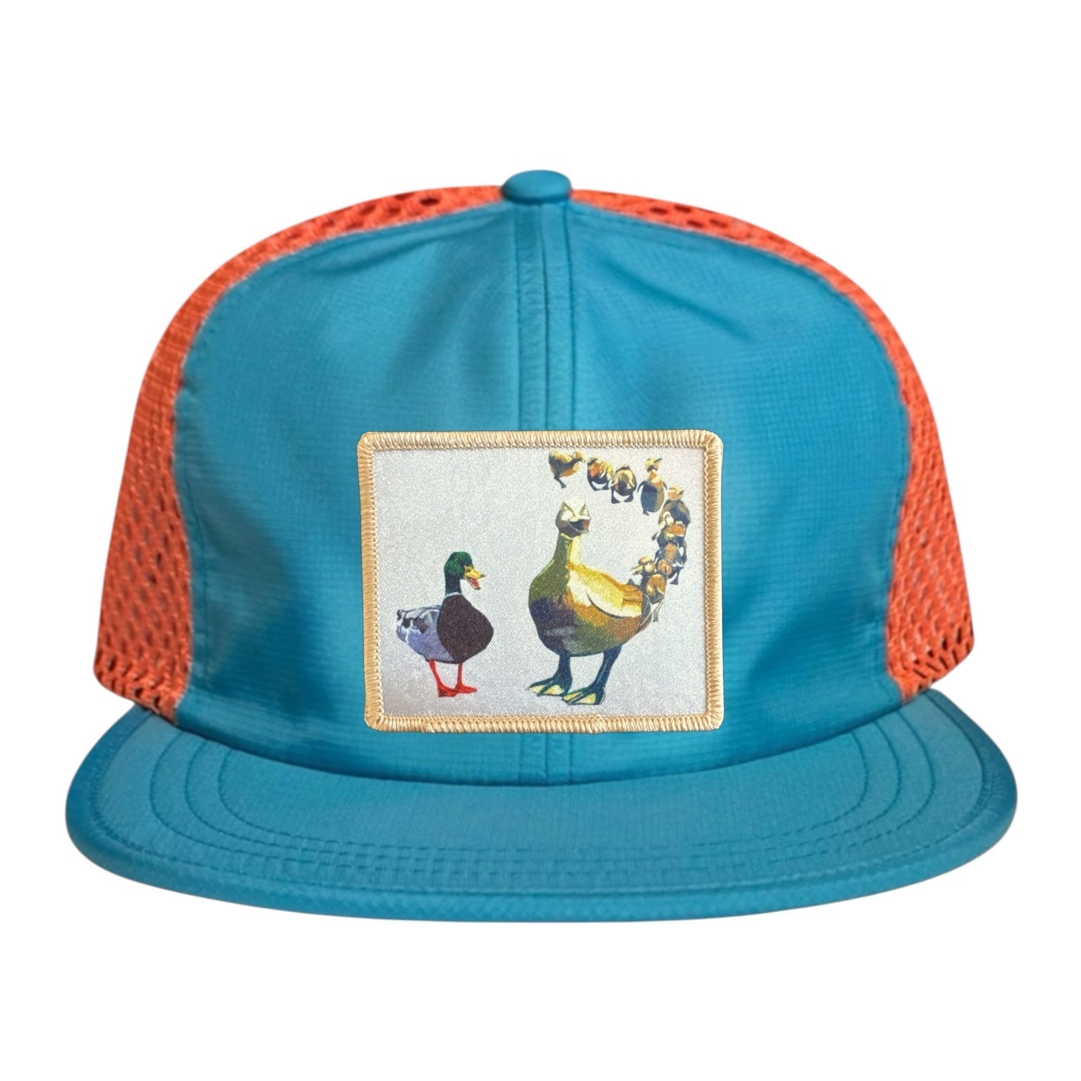 Wide Set Mesh Cap Orange/ Teal Hats La Vie Bien Wide Set Mesh Cap Orange/ Teal