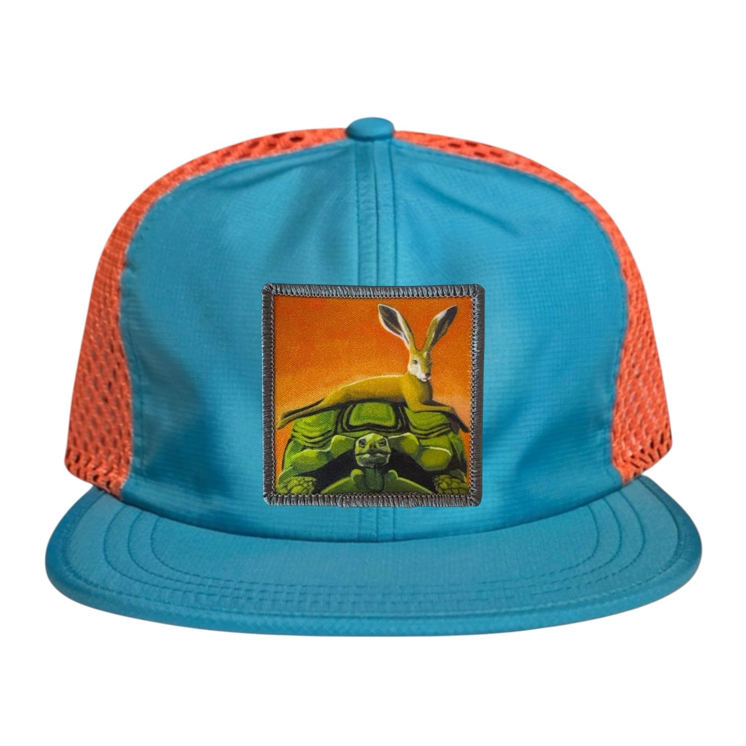 Wide Set Mesh Cap Orange/ Teal Hats La Vie Bien Wide Set Mesh Cap Orange/ Teal