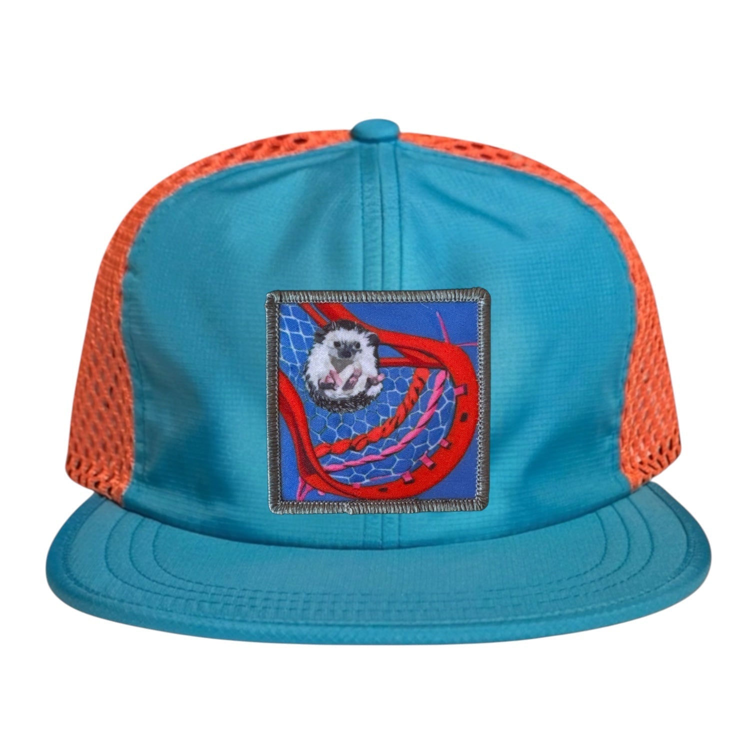 Wide Set Mesh Cap Orange/ Teal Hats La Vie Bien Wide Set Mesh Cap Orange/ Teal