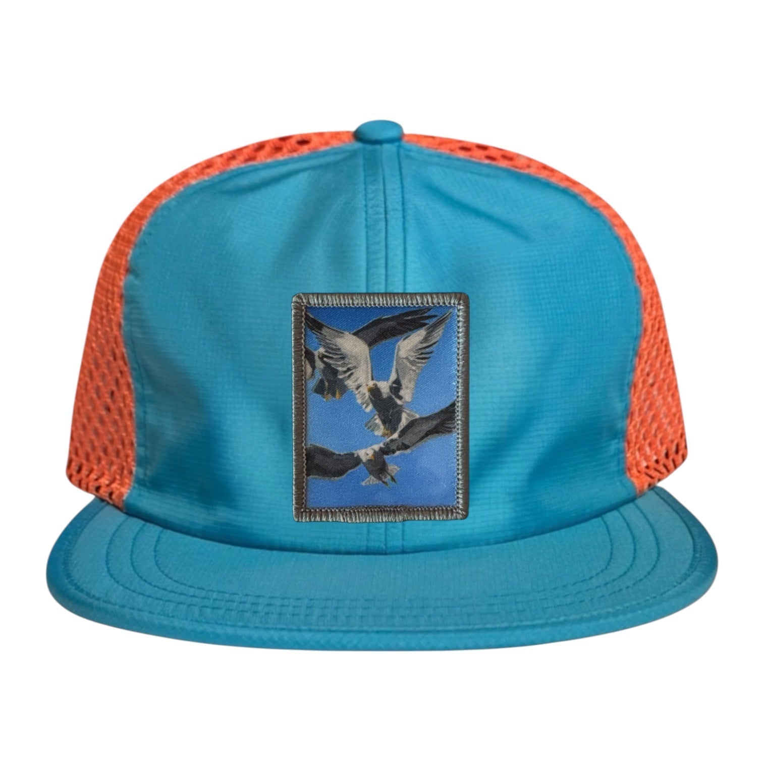 Wide Set Mesh Cap Orange/ Teal Hats La Vie Bien Wide Set Mesh Cap Orange/ Teal