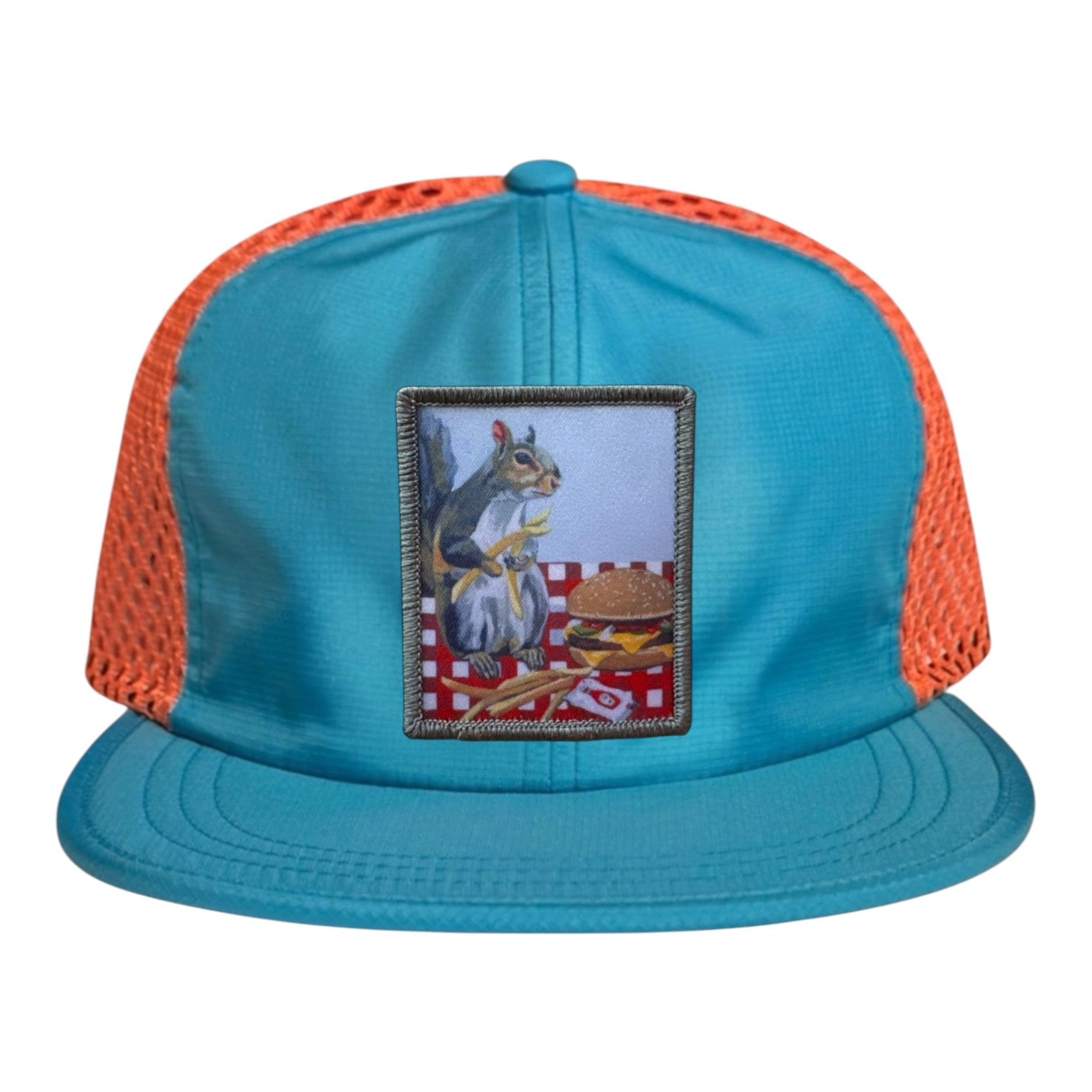 Wide Set Mesh Cap Orange/ Teal Hats La Vie Bien Wide Set Mesh Cap Orange/ Teal