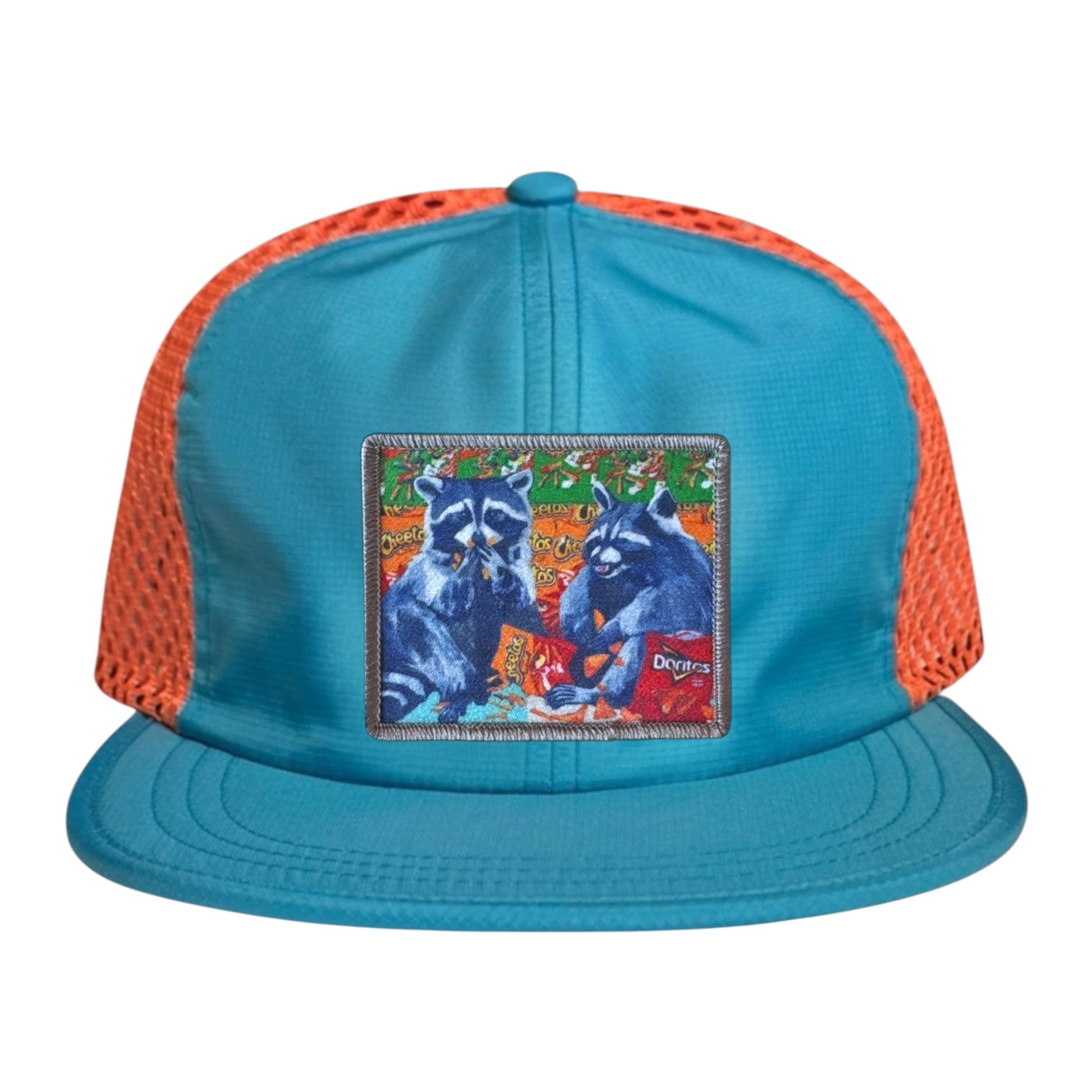 Wide Set Mesh Cap Orange/ Teal Hats La Vie Bien Wide Set Mesh Cap Orange/ Teal