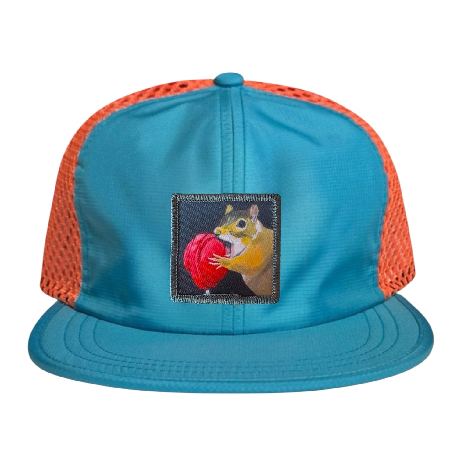 Wide Set Mesh Cap Orange/ Teal Hats La Vie Bien Wide Set Mesh Cap Orange/ Teal