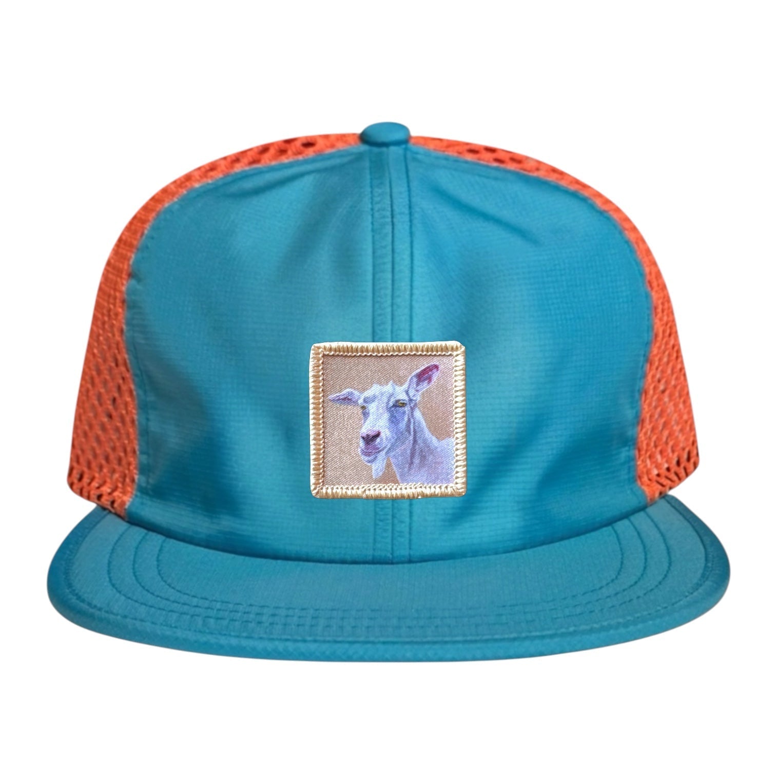 Wide Set Mesh Cap Orange/ Teal Hats La Vie Bien Wide Set Mesh Cap Orange/ Teal