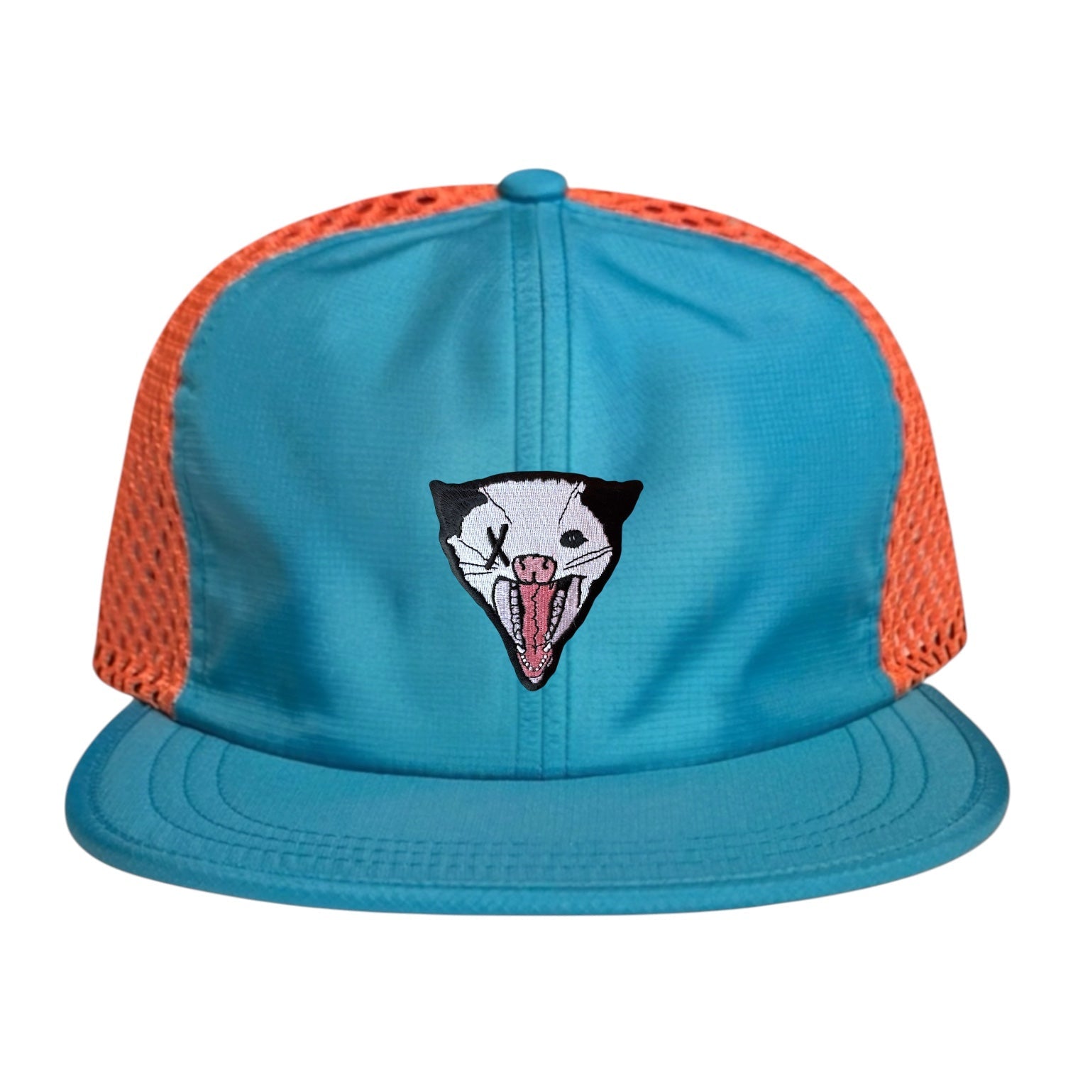 Wide Set Mesh Cap Orange/ Teal Hats La Vie Bien Wide Set Mesh Cap Orange/ Teal