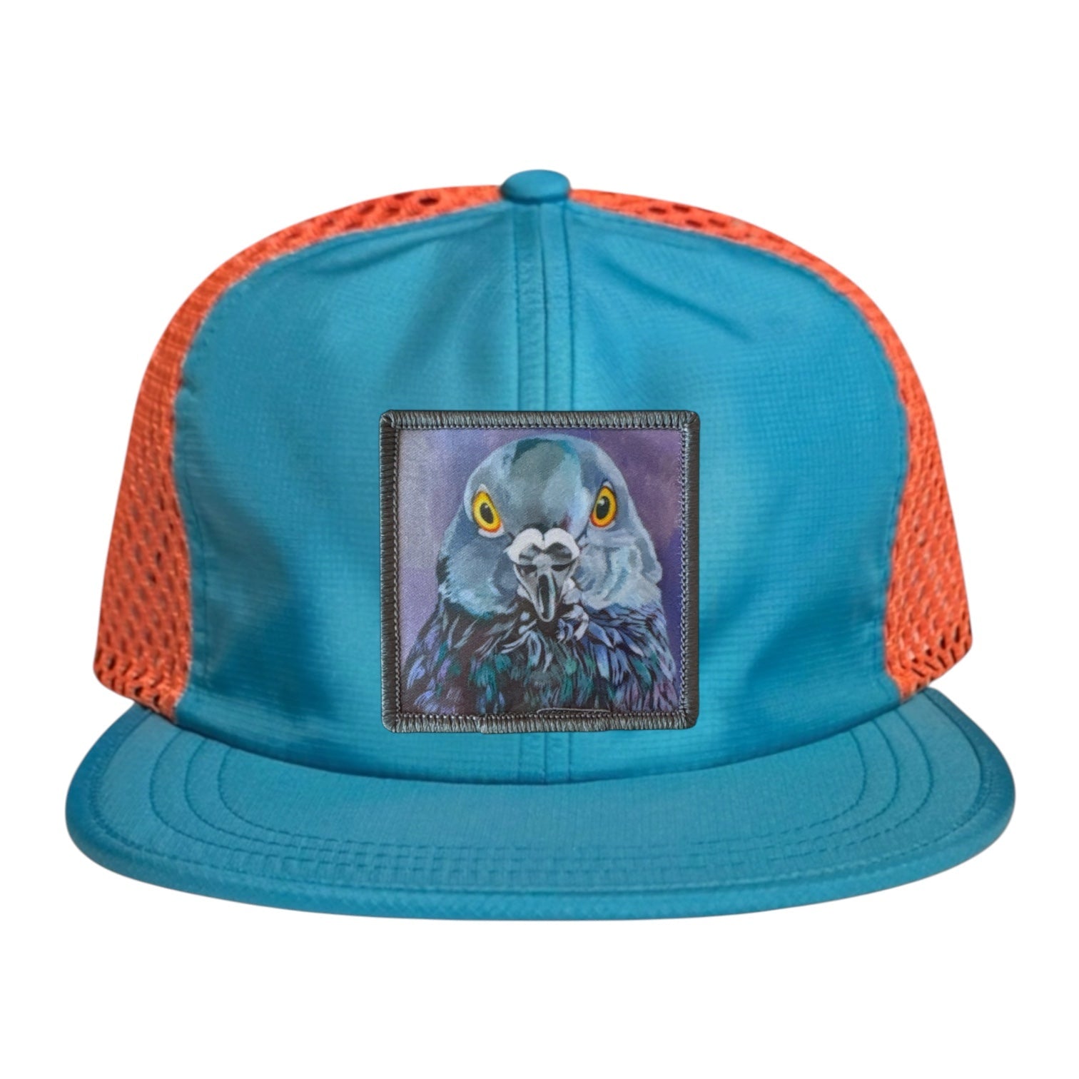 Wide Set Mesh Cap Orange/ Teal Hats La Vie Bien Wide Set Mesh Cap Orange/ Teal