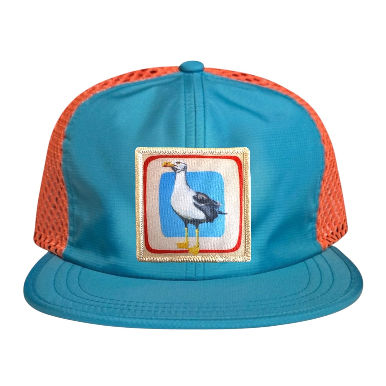 Wide Set Mesh Cap Orange/ Teal Hats La Vie Bien Wide Set Mesh Cap Orange/ Teal