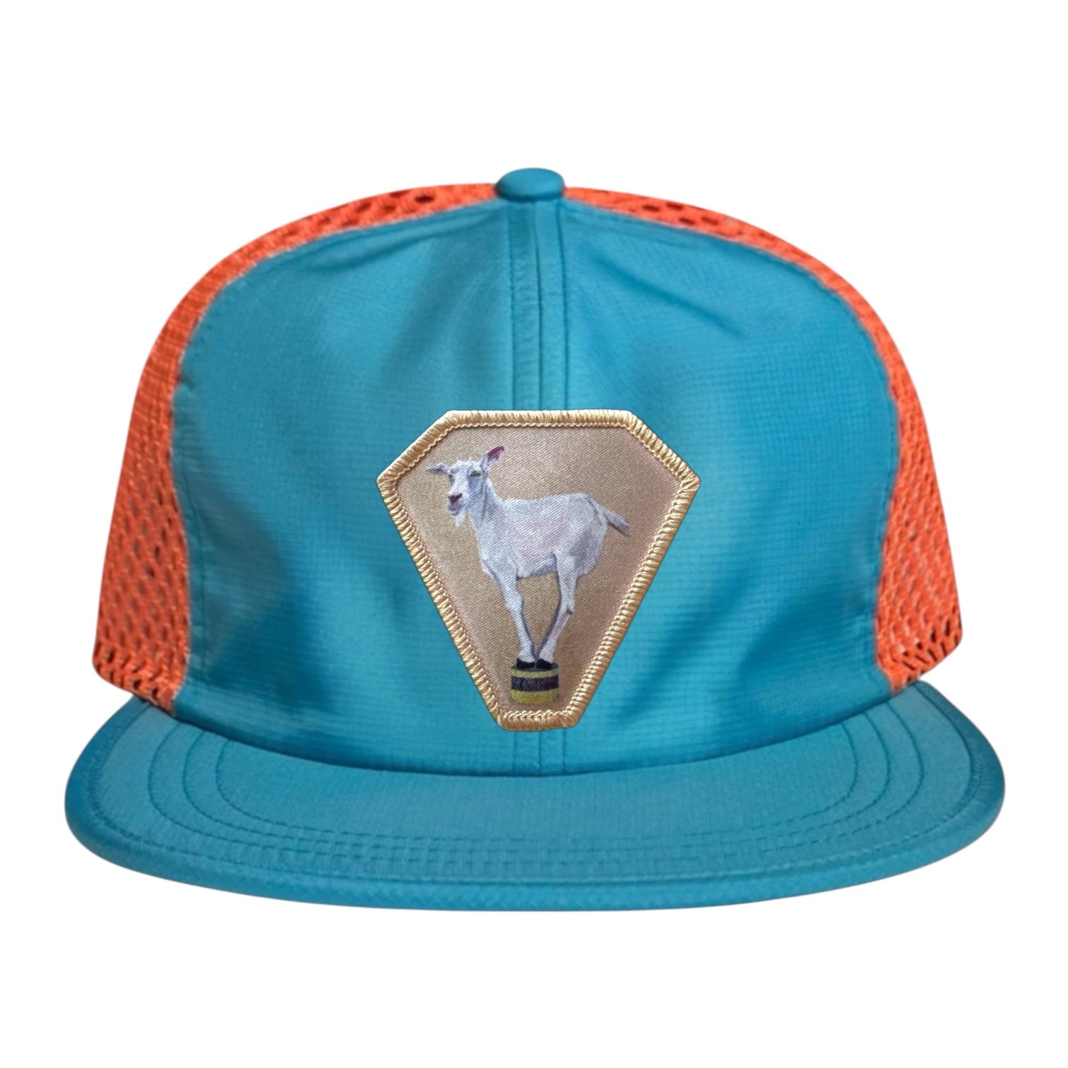 Wide Set Mesh Cap Orange/ Teal Hats La Vie Bien Wide Set Mesh Cap Orange/ Teal