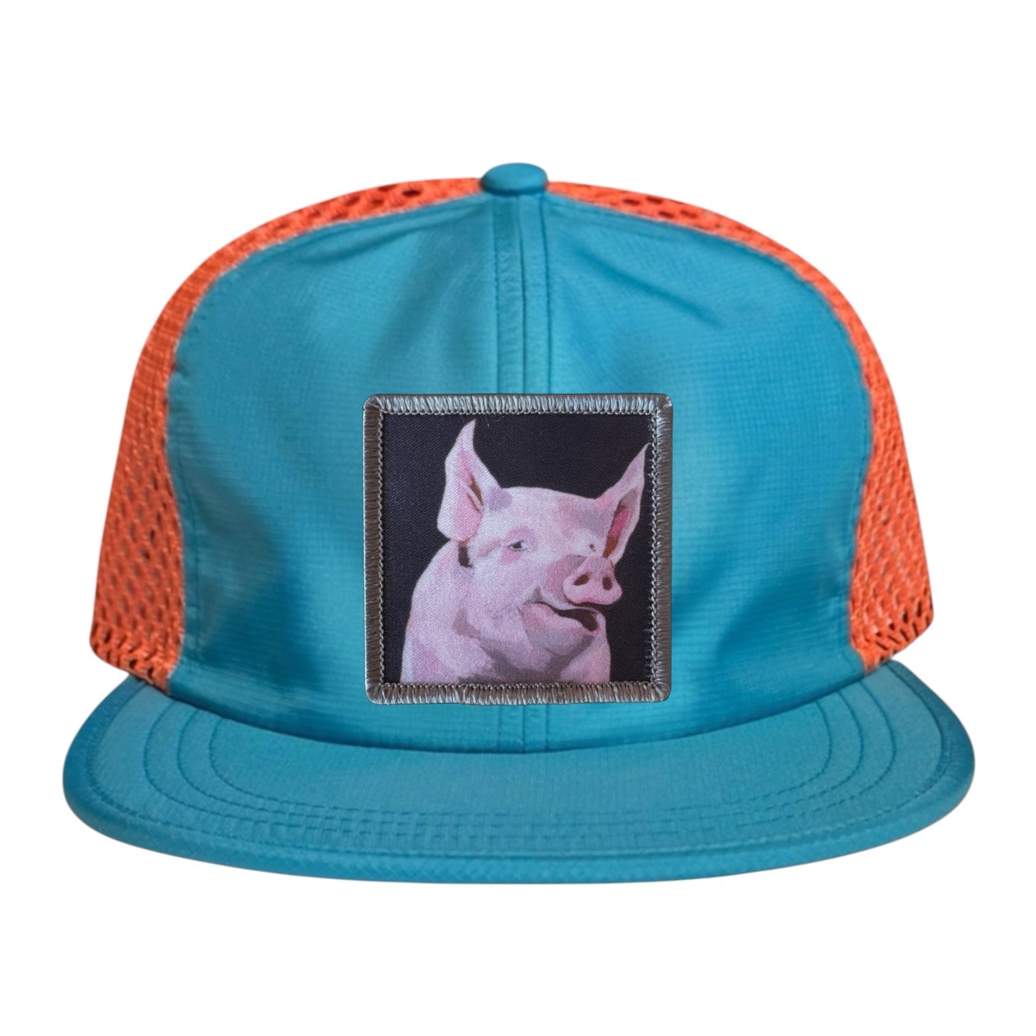 Wide Set Mesh Cap Orange/ Teal Hats La Vie Bien Wide Set Mesh Cap Orange/ Teal