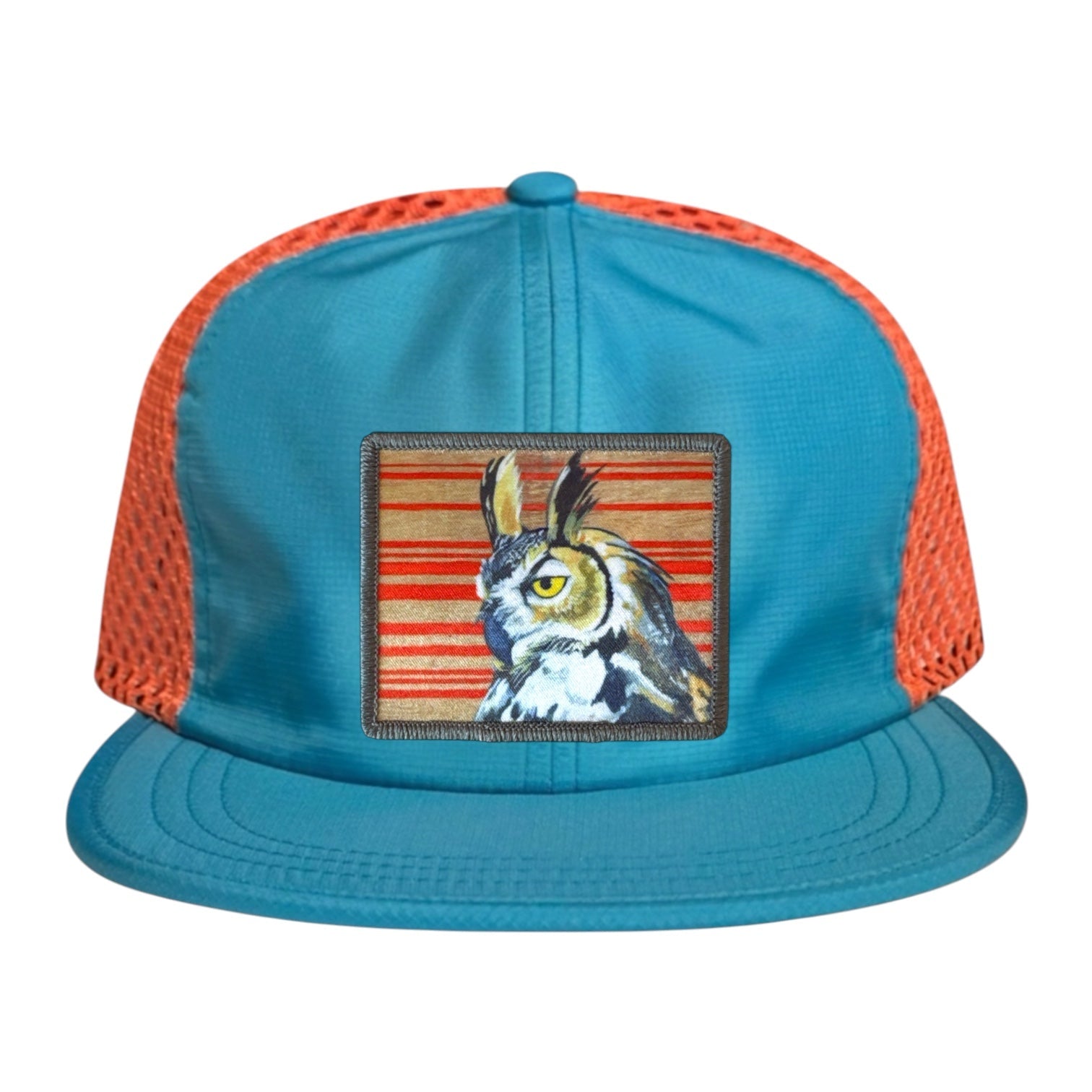 Wide Set Mesh Cap Orange/ Teal Hats La Vie Bien Wide Set Mesh Cap Orange/ Teal