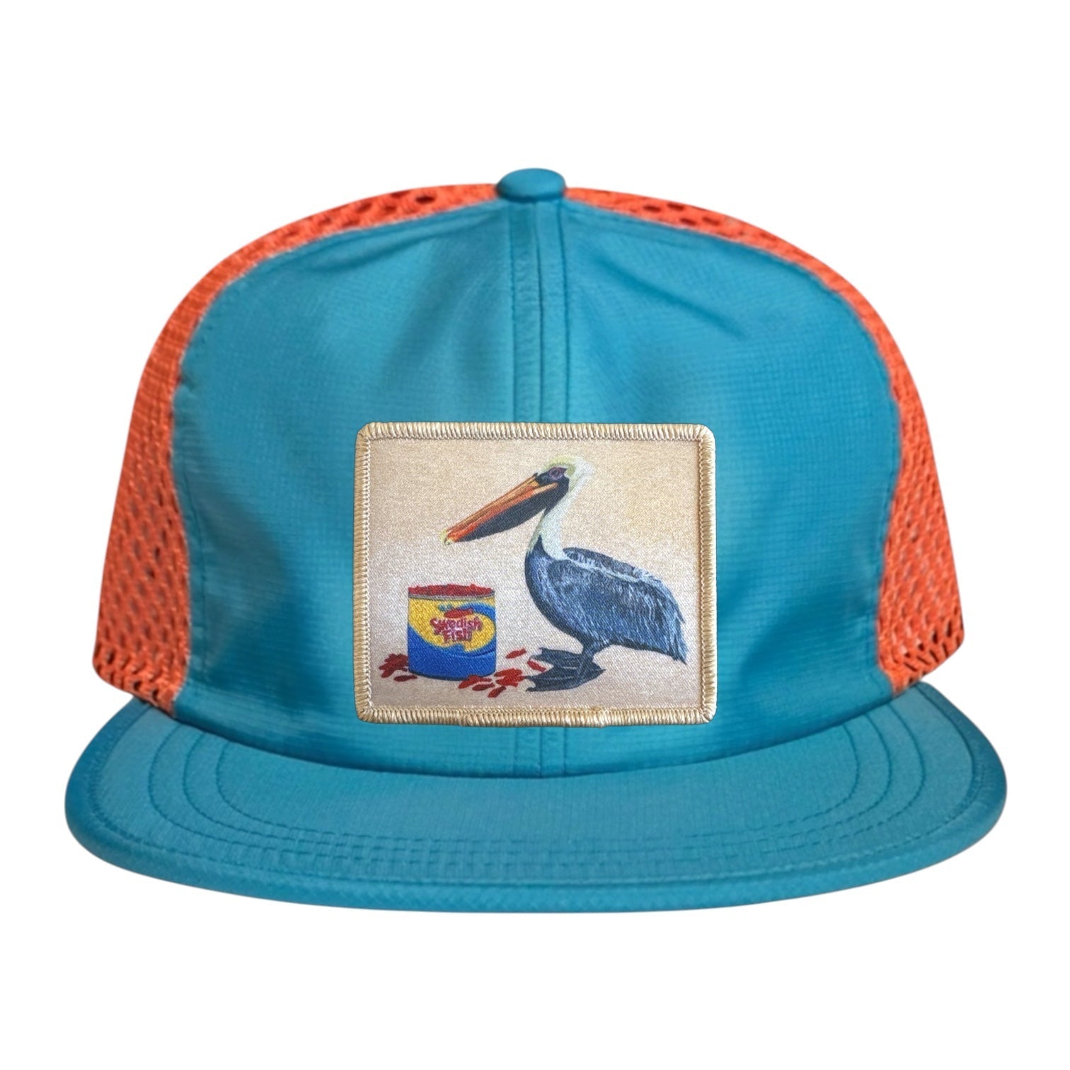 Wide Set Mesh Cap Orange/ Teal Hats La Vie Bien Wide Set Mesh Cap Orange/ Teal