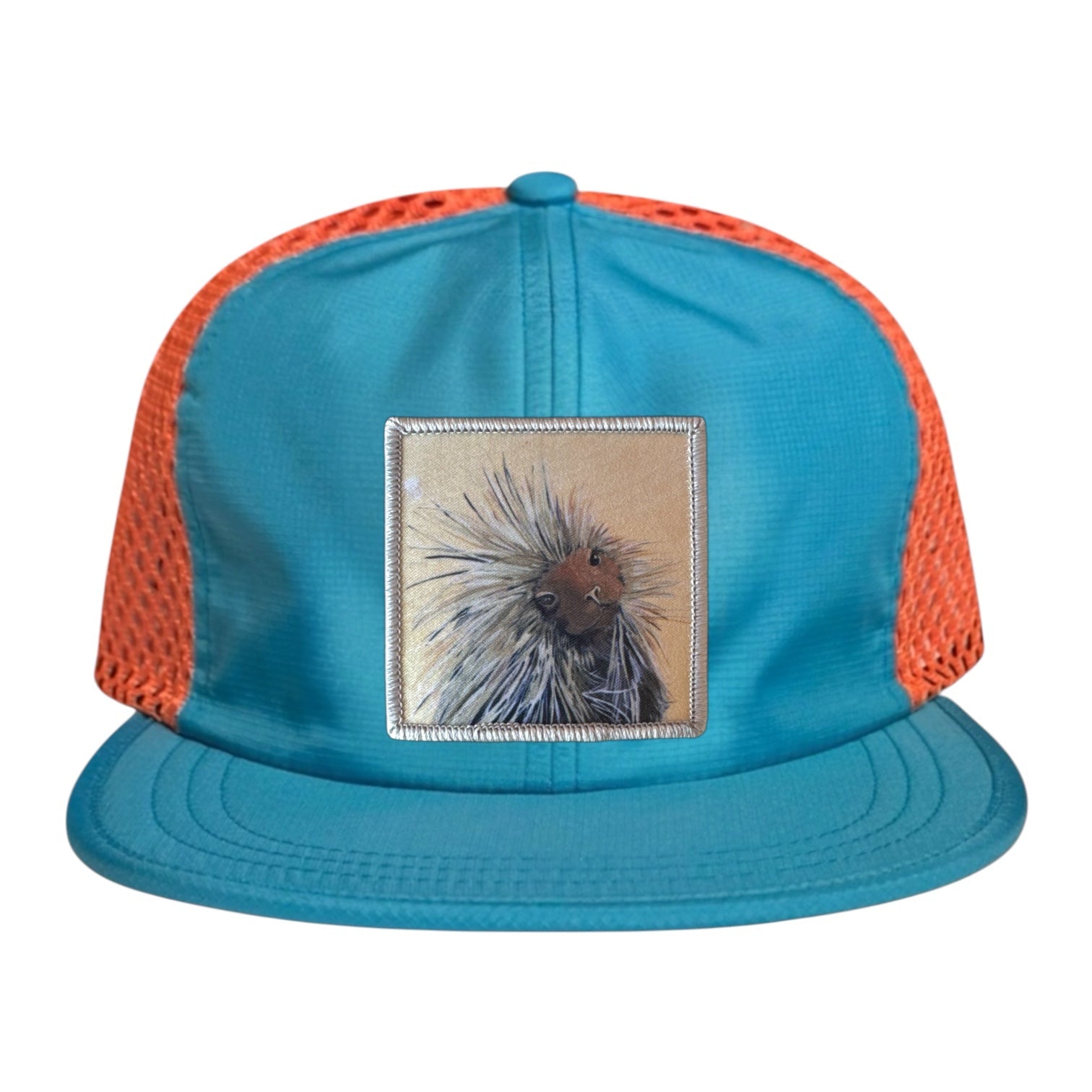 Wide Set Mesh Cap Orange/ Teal Hats La Vie Bien Wide Set Mesh Cap Orange/ Teal
