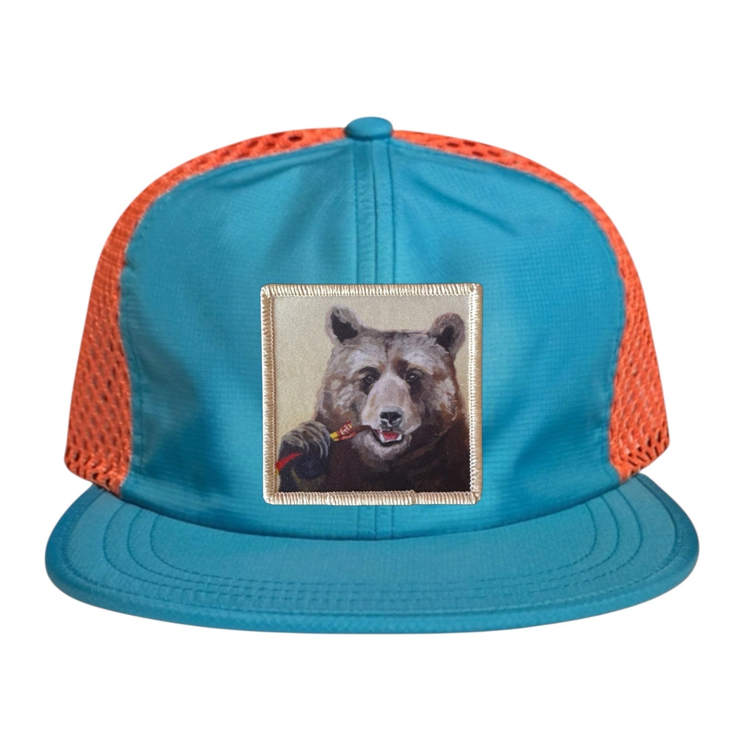 Wide Set Mesh Cap Orange/ Teal Hats La Vie Bien Wide Set Mesh Cap Orange/ Teal