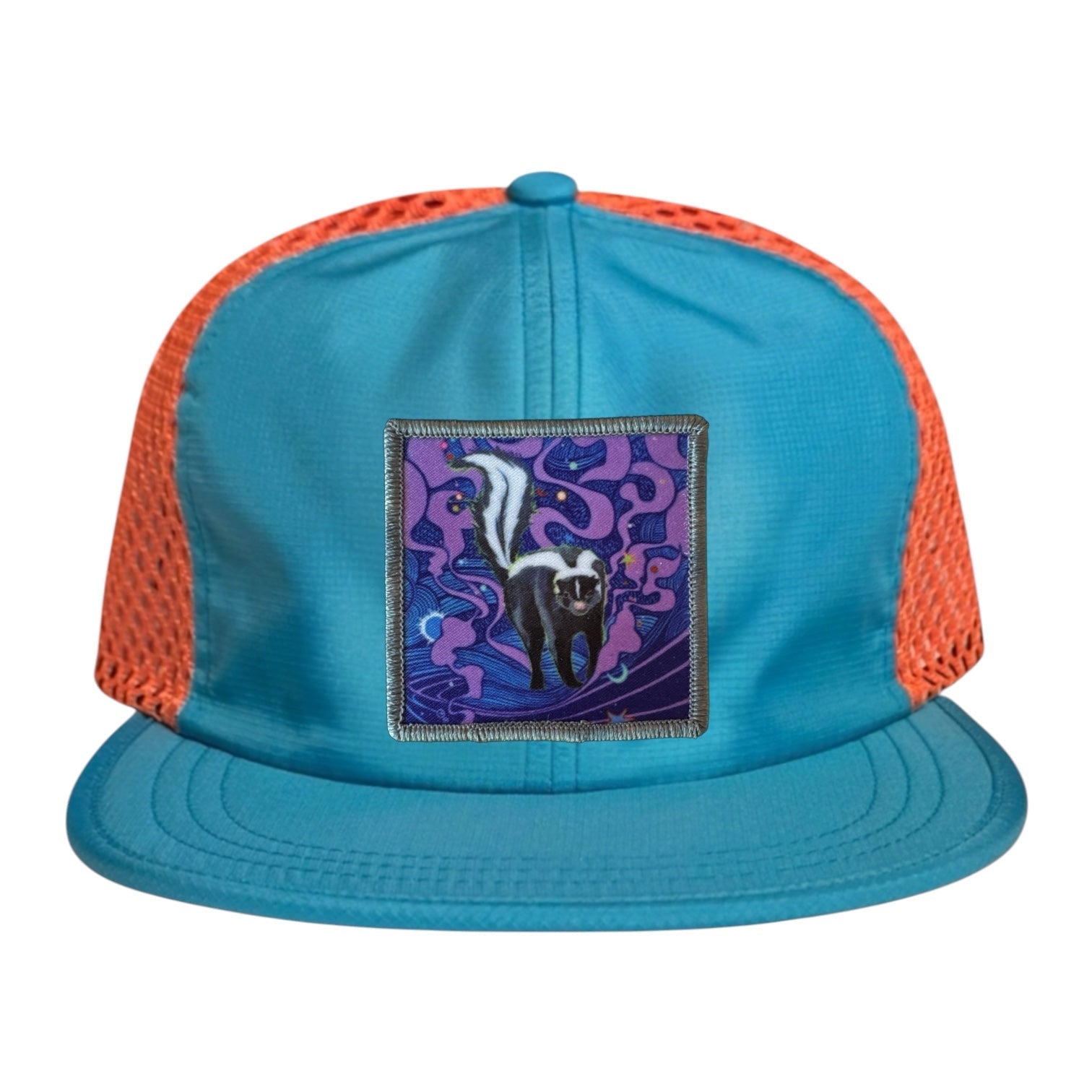 Wide Set Mesh Cap Orange/ Teal Hats La Vie Bien Wide Set Mesh Cap Orange/ Teal