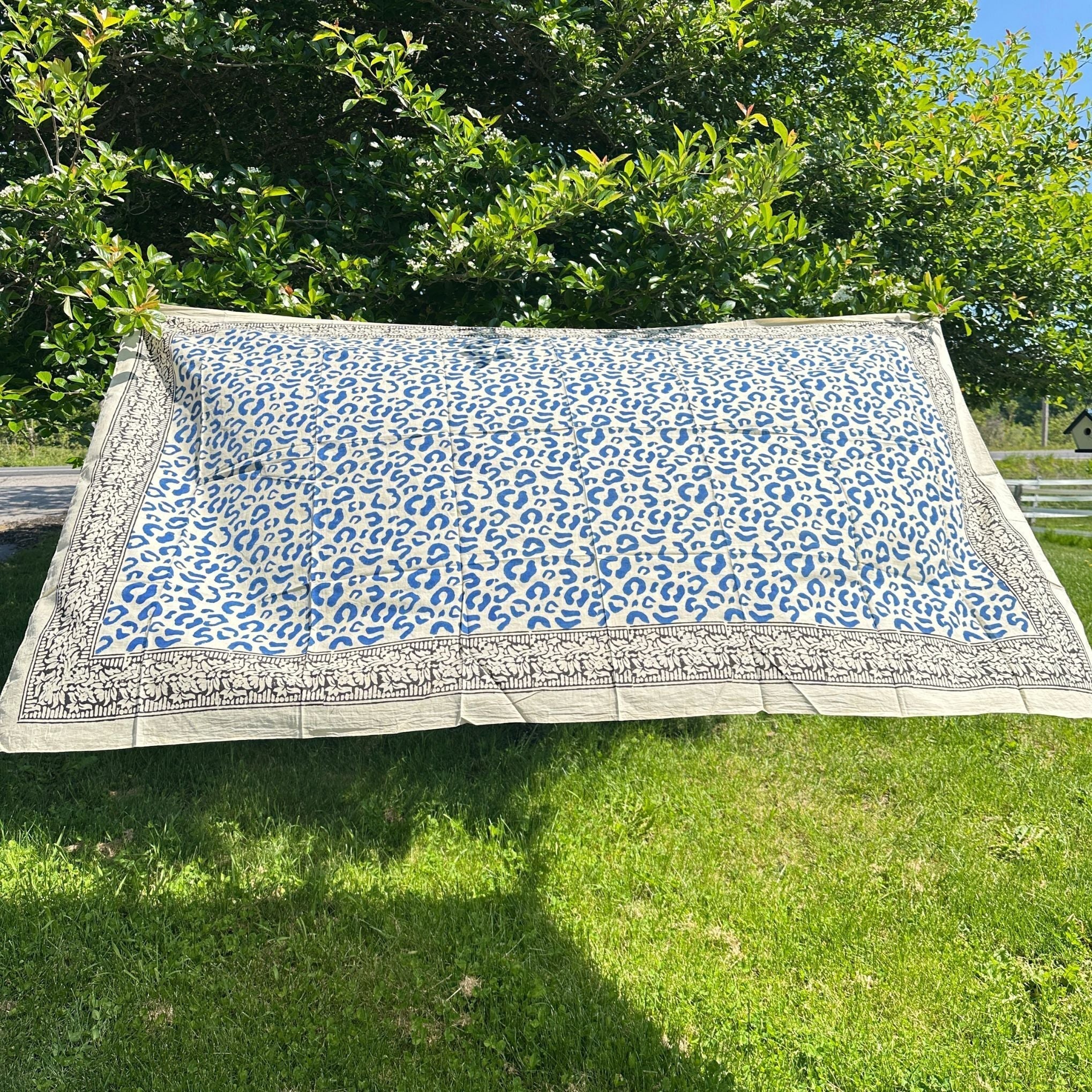 Wild Indigo Bloom – Hand Block Print Cotton Scarf, Oversized Boho Wrap & Lightweight Sarong Clothing and Accessories La Vie Bien Wild Indigo Bloom – Hand Block Print Cotton Scarf, Oversized Boho Wrap & Lightweight Sarong