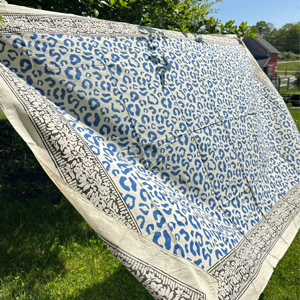 Wild Indigo Bloom – Hand Block Print Cotton Scarf, Oversized Boho Wrap & Lightweight Sarong Clothing and Accessories La Vie Bien Wild Indigo Bloom – Hand Block Print Cotton Scarf, Oversized Boho Wrap & Lightweight Sarong