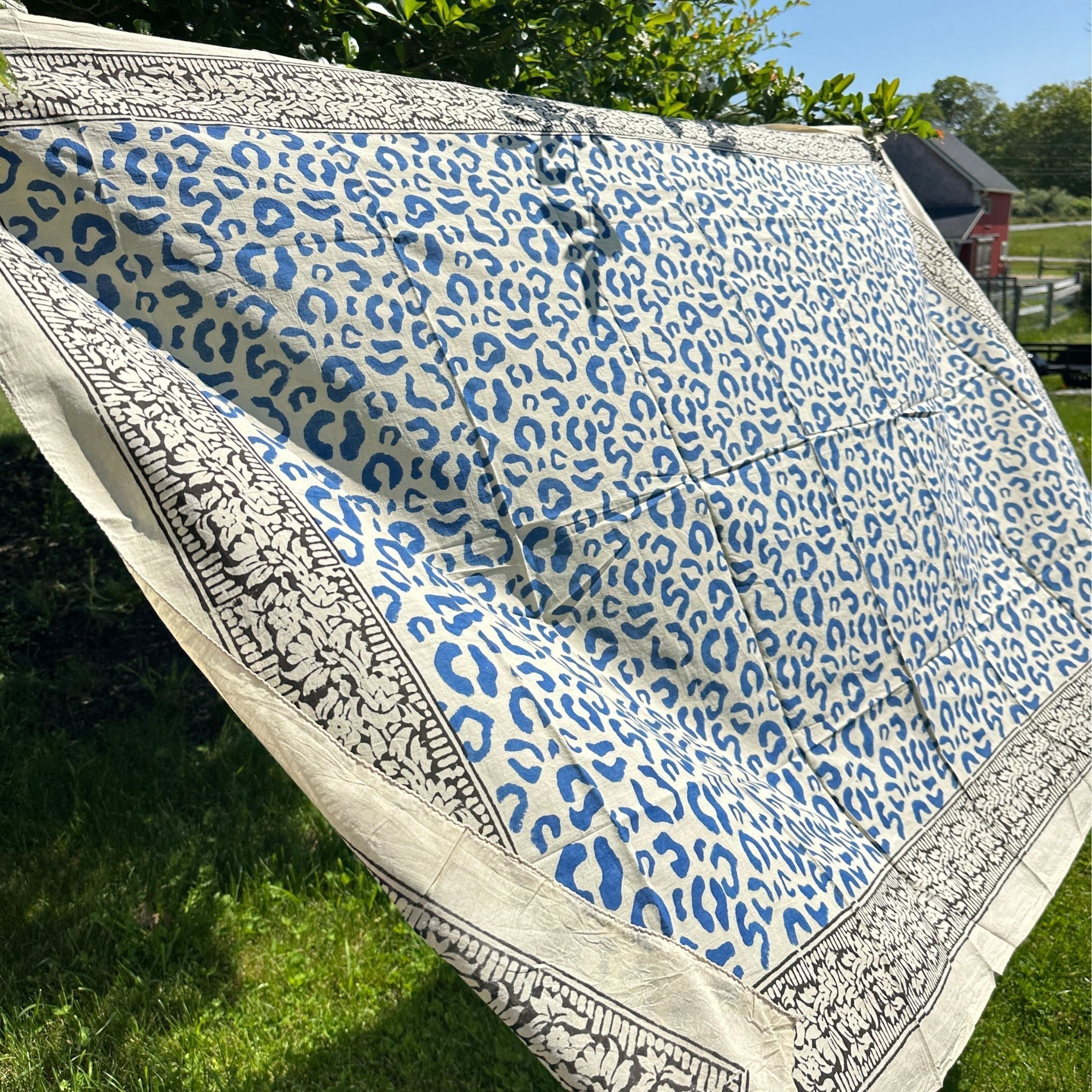 Wild Indigo Bloom – Hand Block Print Cotton Scarf, Oversized Boho Wrap & Lightweight Sarong Clothing and Accessories La Vie Bien Wild Indigo Bloom – Hand Block Print Cotton Scarf, Oversized Boho Wrap & Lightweight Sarong