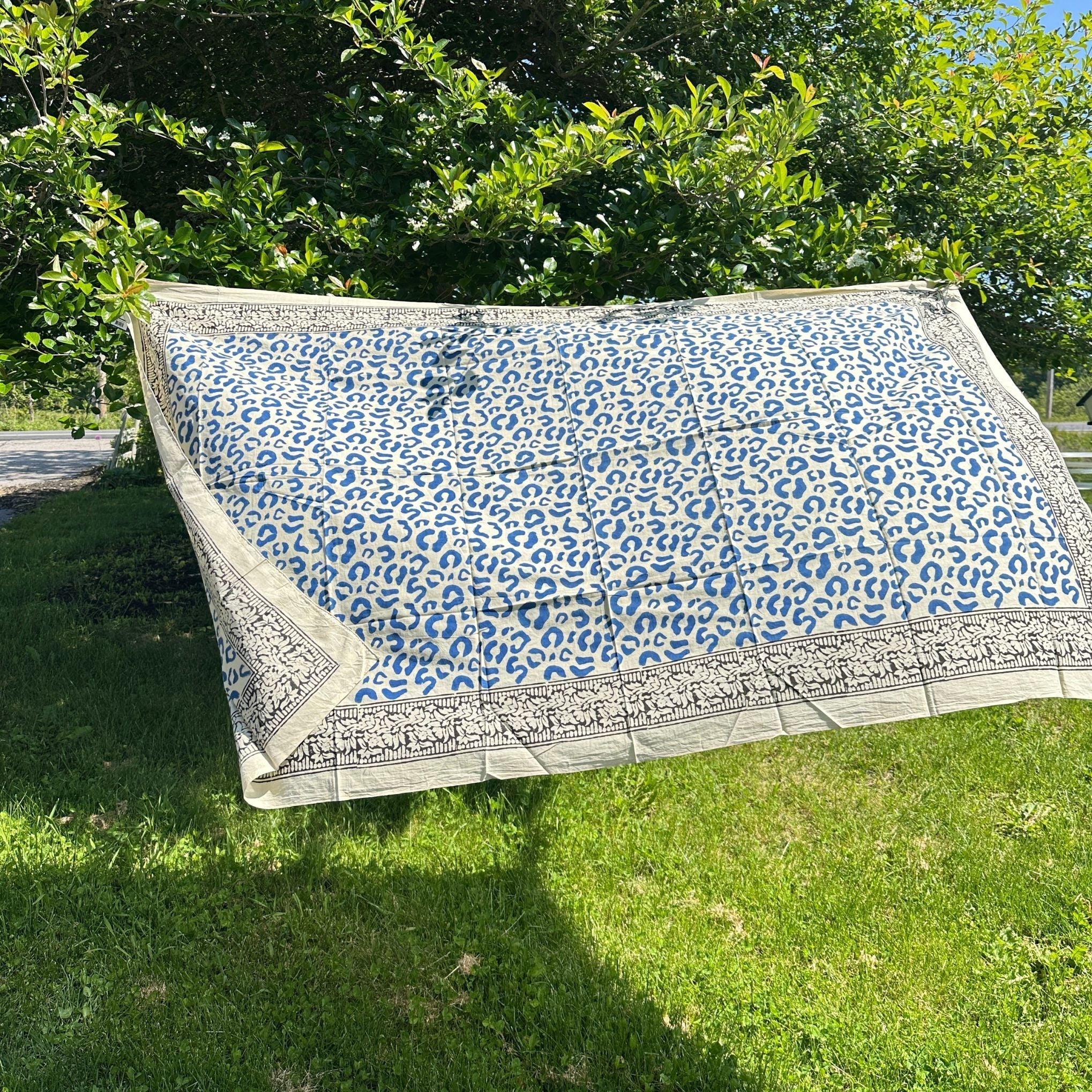 Wild Indigo Bloom – Hand Block Print Cotton Scarf, Oversized Boho Wrap & Lightweight Sarong Clothing and Accessories La Vie Bien Wild Indigo Bloom – Hand Block Print Cotton Scarf, Oversized Boho Wrap & Lightweight Sarong