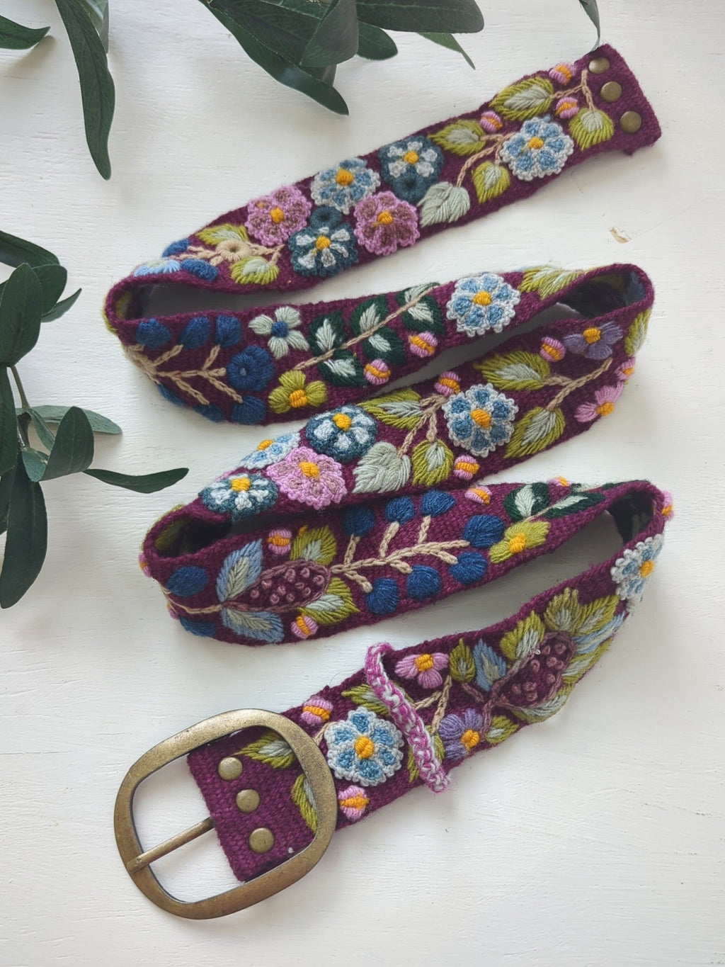 Wildberry Embroidered Wide Belt belt La Vie Bien Wildberry Embroidered Wide Belt