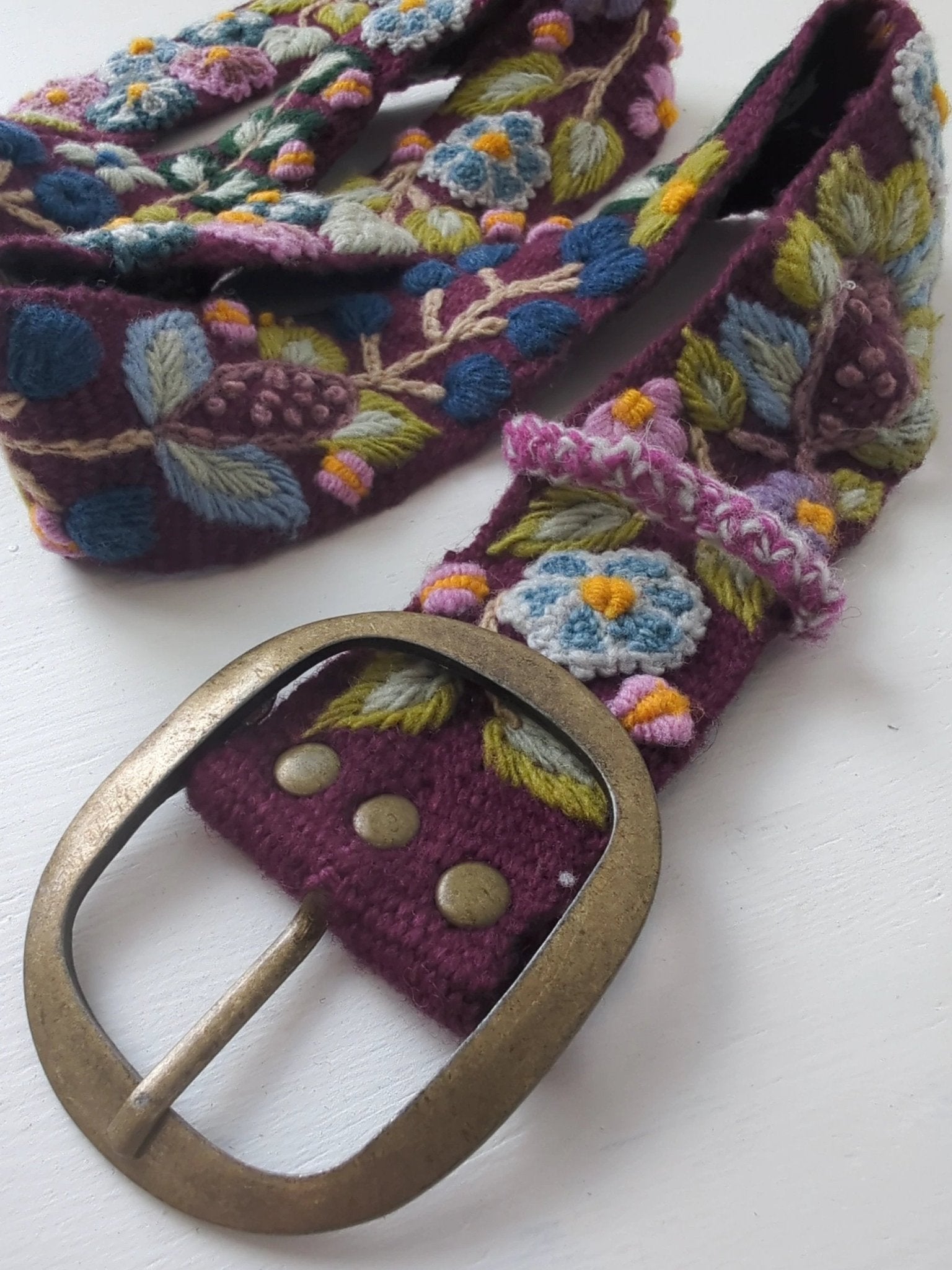 Wildberry Embroidered Wide Belt by Ash & Rose