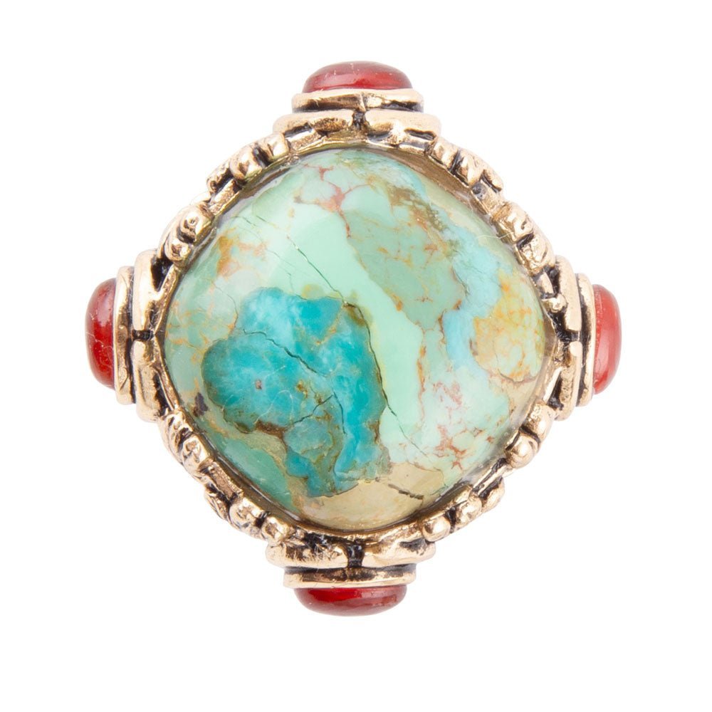 Wilder Blue Turquoise Golden Statement Ring Rings La Vie Bien Wilder Blue Turquoise Golden Statement Ring
