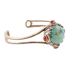 Wilder Turquoise Carnelian and Bronze Cuff Bracelet