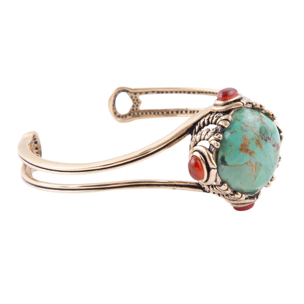 Wilder Turquoise Carnelian and Bronze Cuff Bracelet Bracelets La Vie Bien Wilder Turquoise Carnelian and Bronze Cuff Bracelet