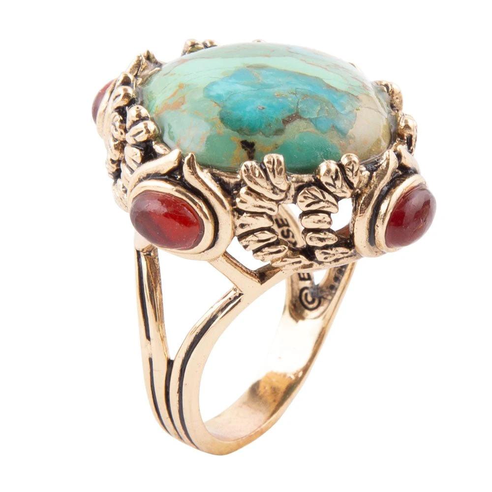 Wilder Blue Turquoise Golden Statement Ring by Barse Jewelry