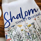 Wildflower Shalom Sweet Home Minimalist Waffle Dish Towel by Salt Sparkle Shalom