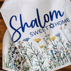Wildflower Shalom Sweet Home Minimalist Waffle Dish Towel by Salt Sparkle Shalom