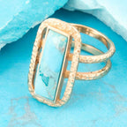 Willa Blue Turquoise Golden Statement Ring by Barse Jewelry