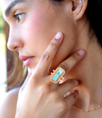 Willa Blue Turquoise Golden Statement Ring by Barse Jewelry
