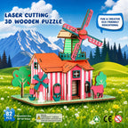 Windmill Model Kit - Wooden Laser-Cut 3D Puzzle (82 Pcs) Toys > 3D Puzzles La Vie Bien Windmill Model Kit - Wooden Laser-Cut 3D Puzzle (82 Pcs)