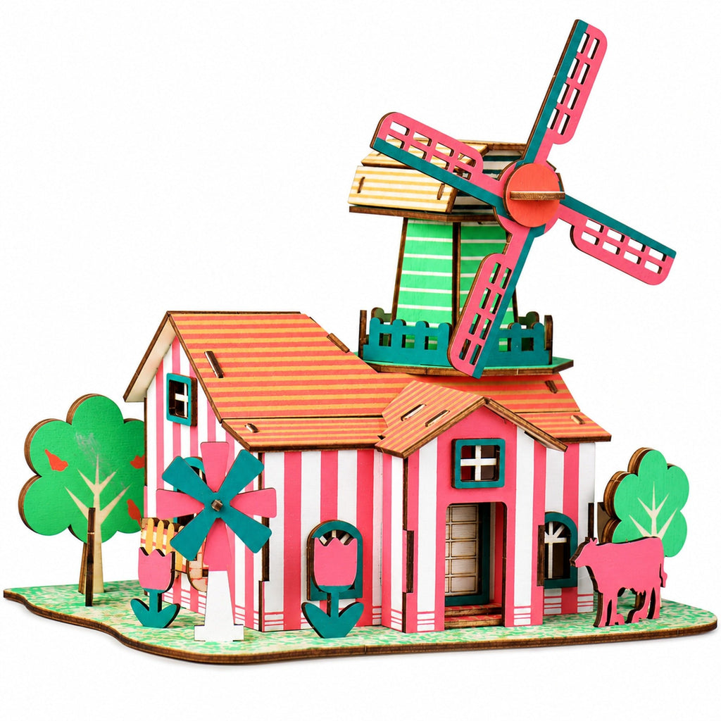 Windmill Model Kit - Wooden Laser-Cut 3D Puzzle (82 Pcs) Toys > 3D Puzzles La Vie Bien Windmill Model Kit - Wooden Laser-Cut 3D Puzzle (82 Pcs)