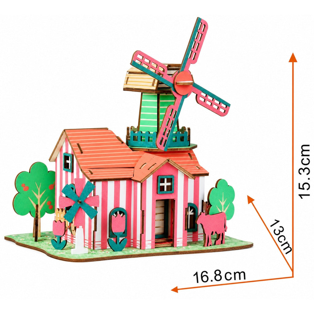 Windmill Model Kit - Wooden Laser-Cut 3D Puzzle (82 Pcs) Toys > 3D Puzzles La Vie Bien Windmill Model Kit - Wooden Laser-Cut 3D Puzzle (82 Pcs)