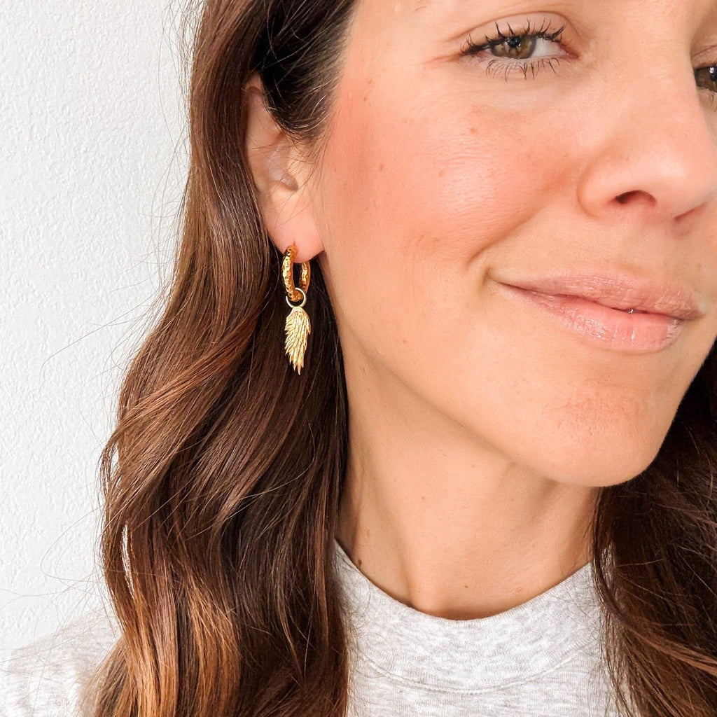 Wing Chunky Huggie Hoop Charms by Oh Clementine
