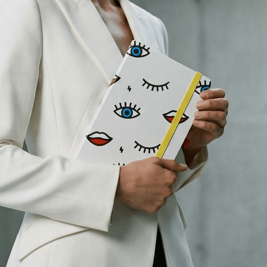 Wink Pop Art Notebook with 190 Dot Grid Pages Notebook La Vie Bien Wink Pop Art Notebook with 190 Dot Grid Pages