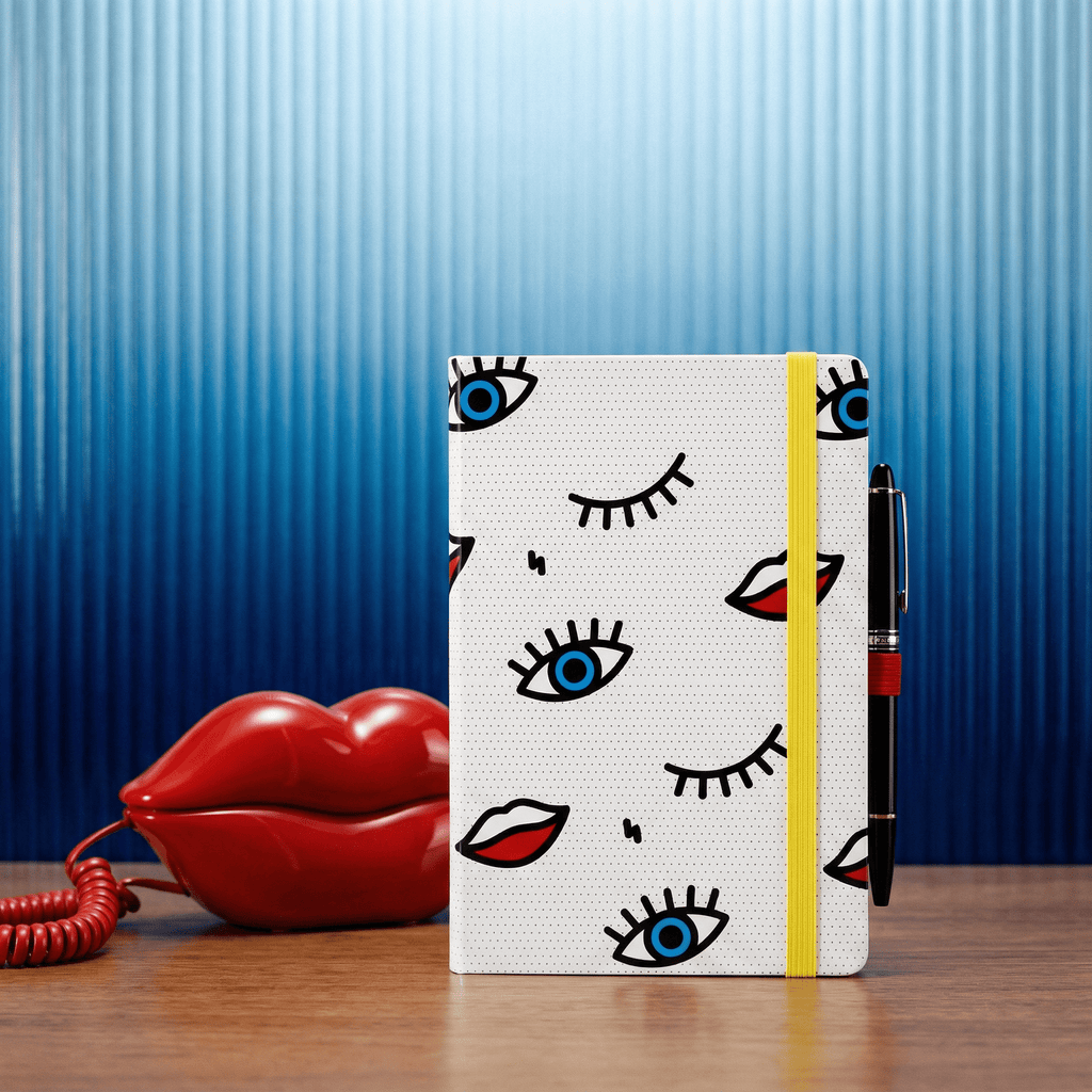 Wink Pop Art Notebook with 190 Dot Grid Pages Notebook La Vie Bien Wink Pop Art Notebook with 190 Dot Grid Pages