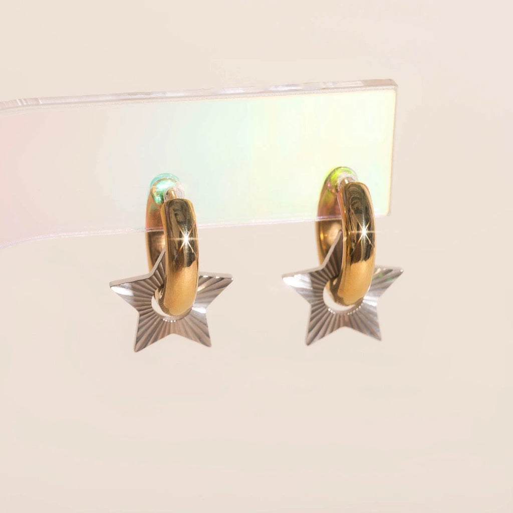 Winter Star Chunky Huggie Hoop Charms by Oh Clementine