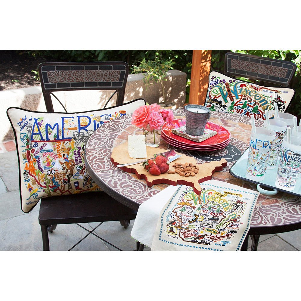 Wisconsin Hand - Embroidered Pillow Pillows La Vie Bien Wisconsin Hand - Embroidered Pillow