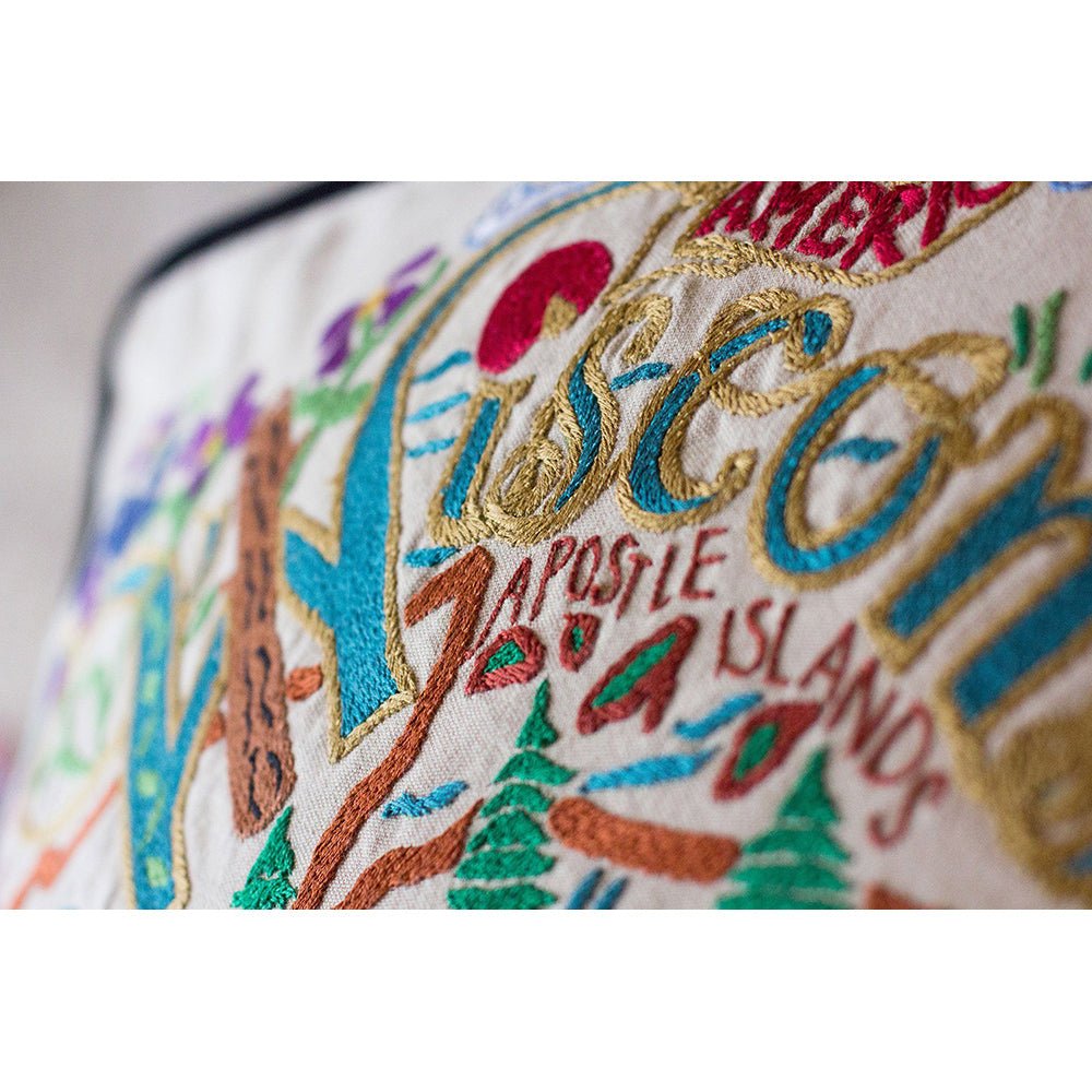 Wisconsin Hand - Embroidered Pillow Pillows La Vie Bien Wisconsin Hand - Embroidered Pillow