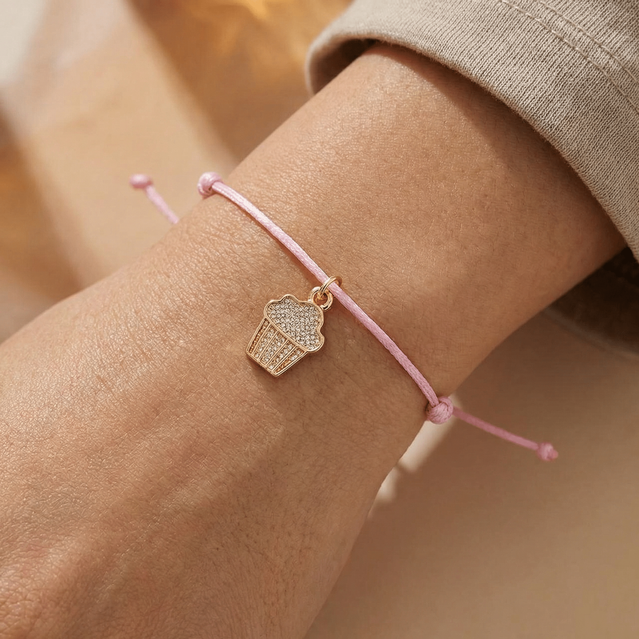 Wishing You a Happy Birthday Cupcake Charm Cord Bracelet on a Gift Card Bracelets La Vie Bien Wishing You a Happy Birthday Cupcake Charm Cord Bracelet on a Gift Card