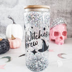 Witches Brew Halloween Snowglobe Glitter Iced Coffee Cup Drinkware La Vie Bien Witches Brew Halloween Snowglobe Glitter Iced Coffee Cup
