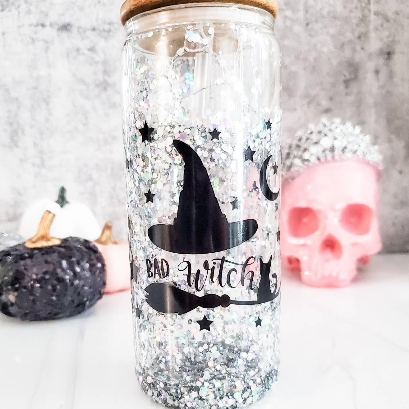 Witches Brew Halloween Snowglobe Glitter Iced Coffee Cup Drinkware La Vie Bien Witches Brew Halloween Snowglobe Glitter Iced Coffee Cup