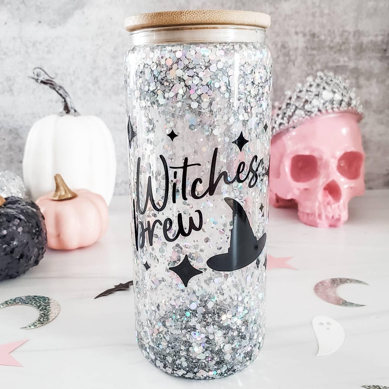 Witches Brew Halloween Snowglobe Glitter Iced Coffee Cup Drinkware La Vie Bien Witches Brew Halloween Snowglobe Glitter Iced Coffee Cup