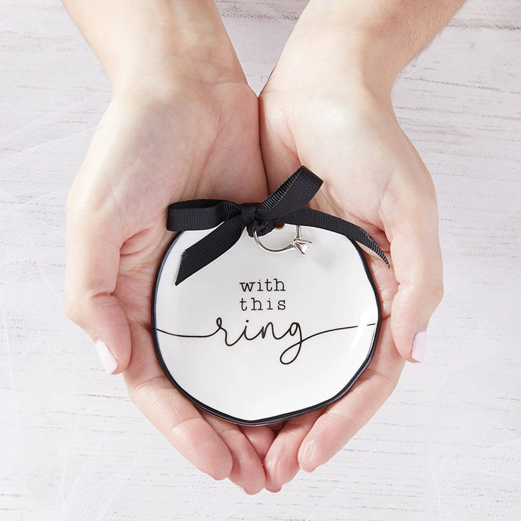 With This Ring Ceramic Ring Bearer Dish | Jewelry Tray Holder | Unique Wedding Ring Dish by The Bullish Store