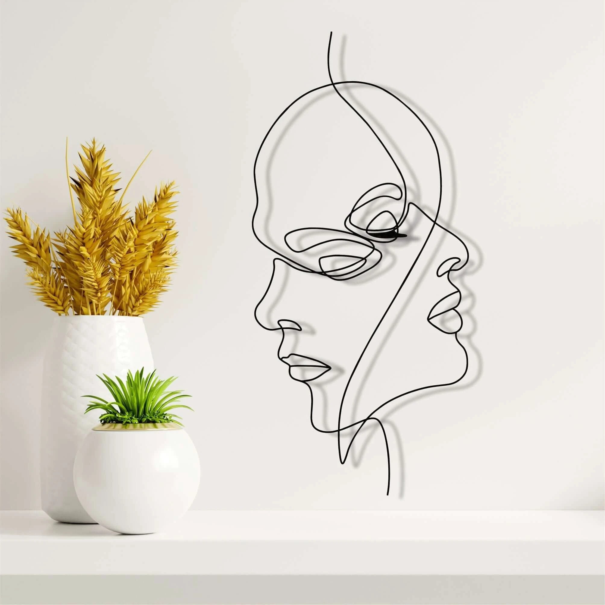 Woman and Man Face Abstract Metal Wall Art by Dekadron