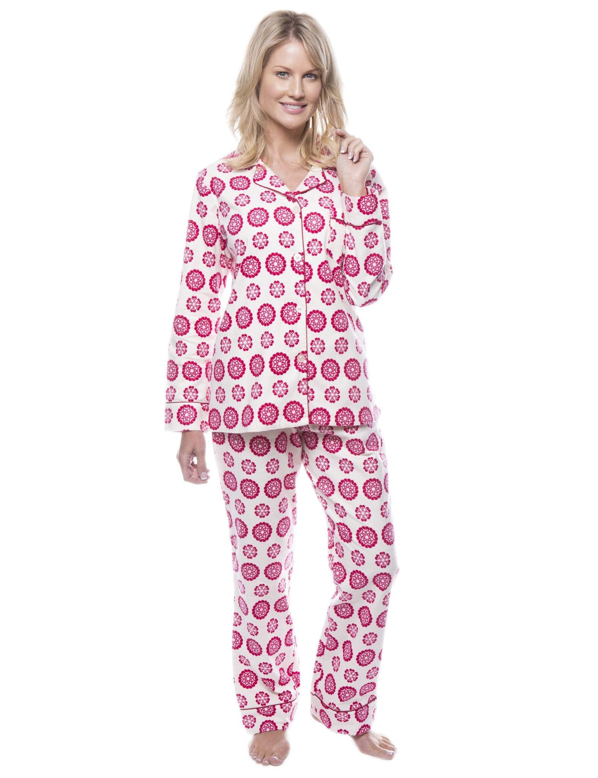Women's 100% Cotton Flannel Pajama Sleepwear Set pajama-sets La Vie Bien Women's 100% Cotton Flannel Pajama Sleepwear Set