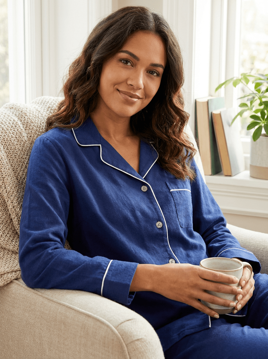 Women's 100% Cotton Flannel Pajama Sleepwear Set pajama-sets La Vie Bien Women's 100% Cotton Flannel Pajama Sleepwear Set